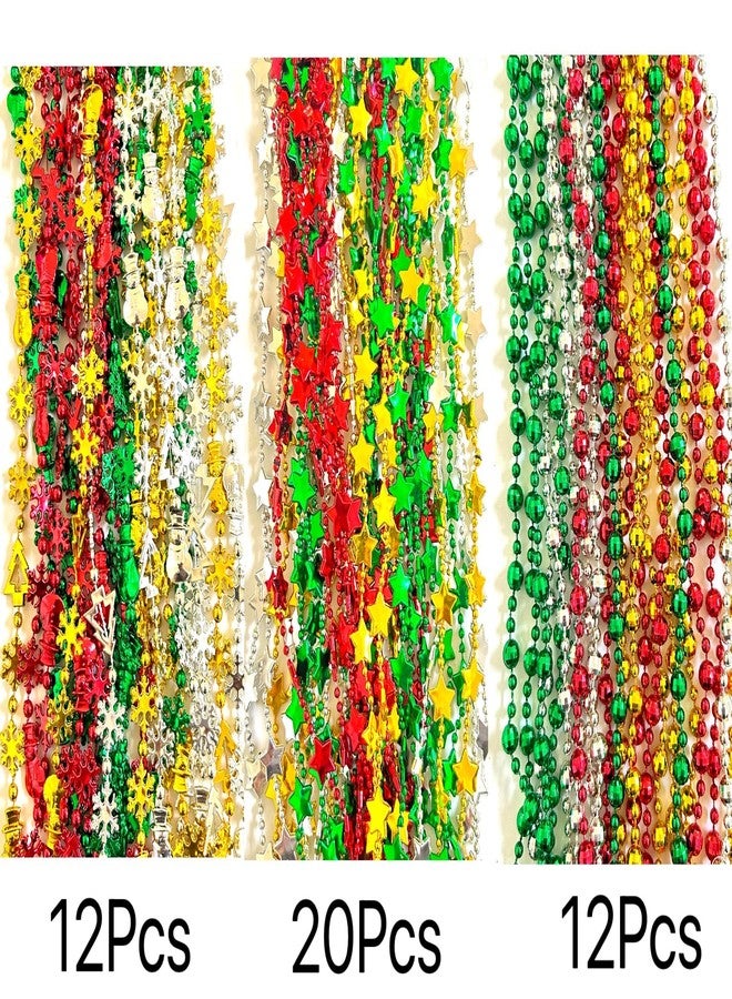 GZYSSL 100 Pcs with 6 Styles Christmas Party Beads Necklaces Red Green Gold Silver Snowflake Santa Jingle Bell Holiday Beads Necklaces Christmas Tree Party Decorations - Image 5